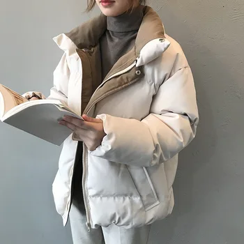 Iarna Cald Jacheta Palton Femei Casual Coreea Style Solid De Culoare Căptușit Jachete Parka Cu Fermoar Direct Uza Femme Îmbrăcăminte