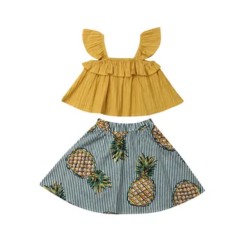 De tip Boutique de Haine de Fata 2019 Toddler Copii Baby Girl Haine Culturilor Vesta Topuri +ananas Fusta 2 buc Tinuta Sunsuit