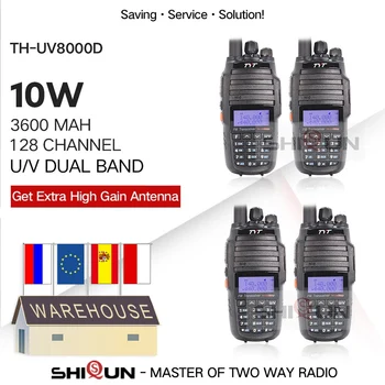 TYT 4BUC-LEA-UV8000D Walkie Talkie 10 KM Rază Lungă Dual Band VHF UHF 10W Radio Comunicador 3600mAh 128 Channal TYT Radio