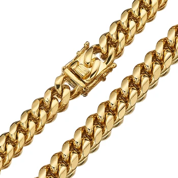 Colier Sau Bratara de Aur de Culoare Lanț Cubanez Link pentru Bărbați Bijuterii din Oțel Inoxidabil 7-30inches 12MM Lățime Opțional