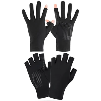 Protecție UV de Conducere Mănuși Mănuși de Degete Non Alunecare de Vară în aer liber Mănuși pentru Femei, Bărbați 2 Degete Tăiate Mănuși