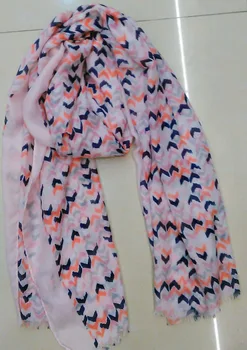 2016 Noi Femeile Zig-zag Model de Geometrie Eșarfă de Bumbac de Calitate Franjuri de Unda de Imprimare Eșarfă Folie Hijab 6Colors 10BUC/lot