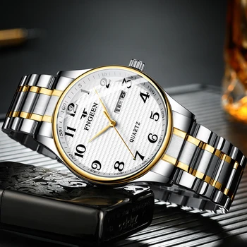 FNGEEN Genuine Ceas Nou Design Bărbați Cuarț Ceas cu Cifre arabe de Afișare Săptămână Calendar Mens Ceasuri Luminoase rezistent la apa 7811