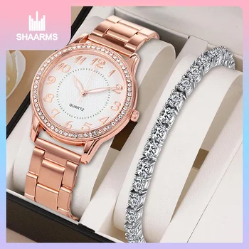 Femei de lux Ceas Marca Cuarț Ceas de mână Brățară din Oțel Diamant Cubic Zirconia Brățară moda cuarț ceasuri relogio