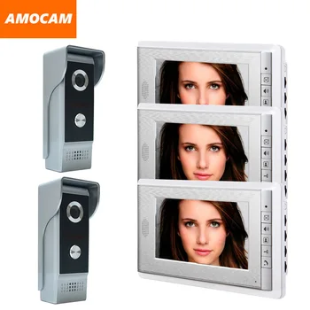 7 inch video interfon interfon sistem de usa cu fir home video interfon vizual interfon, video interfon Monitor 3 2 Camera