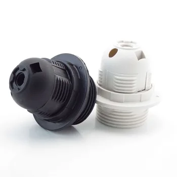 250V 4A E27 Bec Bază de Plastic Plin cu Șurub Suport Lampă Pandantiv Socket Abajur Inel pentru E27 Bec Alb Negru 1 BUC