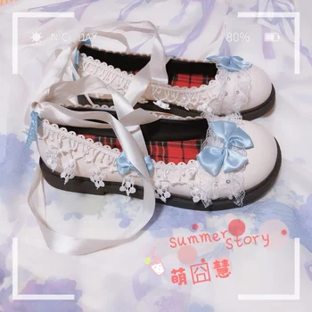Japoneză dulce lolita pantofi fete kawaii cap rotund toc plat superficial gura kawaii pantofi cosplay loli unice de zi cu zi pantofi