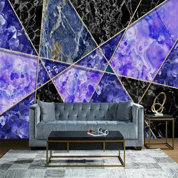 Fotografie 3D Tapet Modern Geometrie Violet Cristal Model de Marmură Home Decor Mural Dormitor Decor Auto-Adeziv de Contact Hârtie