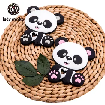 Hai să Facem 5pc Panda Animal în Formă de Silicon Teether Copilul Diy Colier Accesorii de Calitate Alimentară Mică Tijă Baby shower Cadouri
