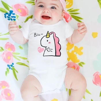 Vara Body pentru Nou-nascuti de la 0 la 24 Luni Băiat Haine de Fata Moale Confortabil Salopete pentru Copii Mici de Imprimare Unicorn Desene animate Model