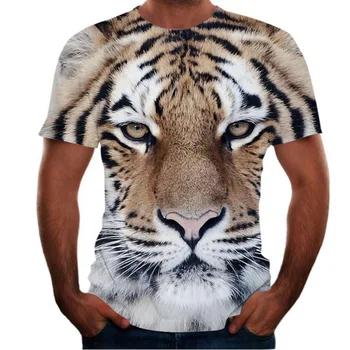 PROWOW nou cap de tigru T-shirt new Europene și Americane animal print digital tricou vrac bărbați mâneci scurte grafic t shirt