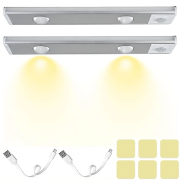 Ultra-subțire LED Lumina Cabinet de Iluminat cu senzor de Mișcare PIR, Senzor de Lumină LED-uri USB Reîncărcabilă Dulap Lumini Bucatarie Coridor Lampă de Noapte