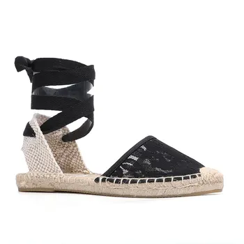 2021 Solid Sandalias Mujer Oferta Dantela Glezna-folie Plat Cu Open Sapatos Mulher Sandale Sapato Feminino Femei Espadrile Pantofi