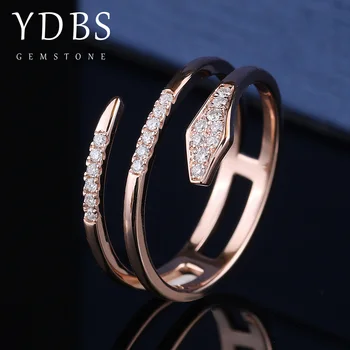 YDBS Inel de Aur Pentru Femei Reale 14K 585 Aur a Crescut Ring șarpe mossanite de Logodna cu Diamant-a Aniversare de Bijuterii Fine