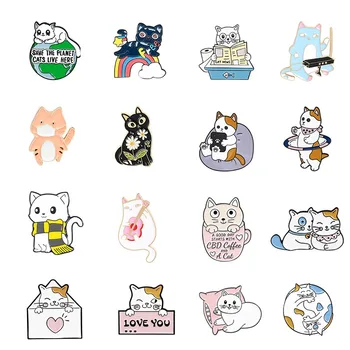 31 Stiluri De Desene Animate Drăguț Pisica Brosa Sac De Haine Rucsac Rever Email Pin Insigne Animale De Bijuterii Cadouri Pentru Femei Accesorii