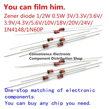 50 Buc/Pachet de plug-in-dioda zener 0,5 W 1/2W DO-41 24V 24V0