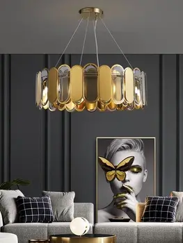 Postmodern de Lux CONDUS de Cristal Candelabru Pentru Camera de zi Dormitor Bucatarie Agățat Lampă Simplă Creative din Oțel Inoxidabil corpuri de Iluminat