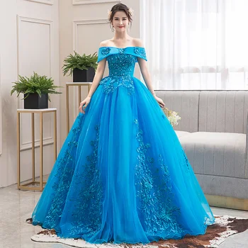 100%real lacul albastru baroc cosplay rochie de bal prințesă regală Medievală, Renascentistă Victorian rochie Belle de minge