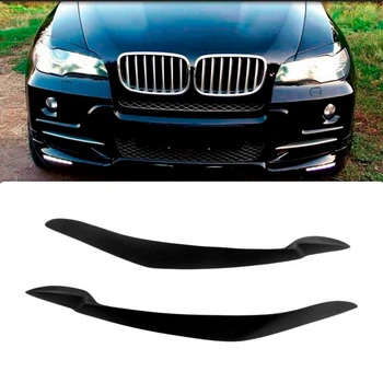 pentru BMW X5 E70 2007-2013 Negru Lucios Autocolant Auto Faruri Spranceana Pleoapa Capacul Ornamental