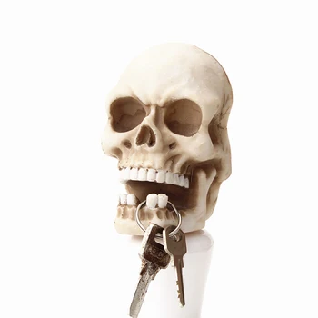 Halloween Craniu Sculptura Cheie Raft De Depozitare Montare Pe Perete Rășină Schelet Ornament De Birou Statuie Pentru Cadou Amuzant Partid Decor Rășină Craniu
