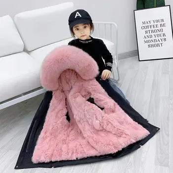 2022 Moda De Iarnă Imbracaminte Copii Îngroșa Cald Iepure Faux Blana Haine Copii Baieti Fete Hanorac Cu Glugă Îmbrăcăminte Îmbrăcăminte Exterioară W85