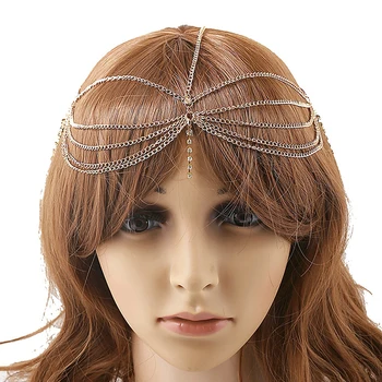 Articole pentru acoperirea capului Frizură Cap Lanț Tiara la moda Multi-strat Moț de Păr Lanț Accesoriu de Par Accesorii de Par Pentru Femei