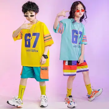 Copiii Hip Hop Haine Largi Supradimensionat Tricou Top Casual Pantaloni Scurți Pentru Fete Baietii De Jazz, Spectacol De Dans Purta Haine De Vară