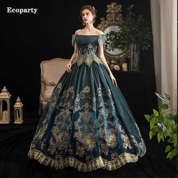 Noi Personaliza Deluxe Medieval Victorian Costum Printesa Femei Strapless Elegant Curtea Europeană De Epocă Rochie De Bal Rochie De Seara