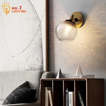 Design Nordic Individului Postmodern Minge De Sticlă Lampă De Perete Aur Negru Led E27 Acasă Decor Camera De Zi Noptiera Dormitor Coridor Bar