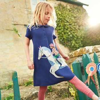 Moda Bumbac Cal de Imprimare Copii Fete Dress 2022 Vara Noi Copii Haine Casual Minunat pentru Copii De 2-7 Ani
