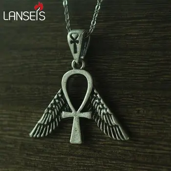 lanseis 10buc Egiptean Bijuterii, Libertatea Ankh, Simbolul bărbați Pandantiv colier de femei lanț din oțel Inoxidabil