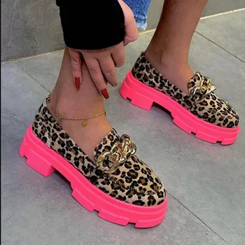 Pantofi pentru femei 2022 Noua Moda Leopard Pantofi Casual Platforma Adidasi Lanț Mocasini Tenis Feminino Adidași Zapatillas Mujer