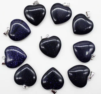 En-gros de 50pcs 20mm naturale de inalta calitate, Albastru, nisip, piatră pandantiv inima pentru DIY bijuterii colier cu pandantive