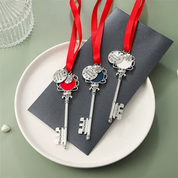 Magie Santa Cheie Moș Crăciun Cheie de la Ușa de Ornament cu Arc Panglică pentru Decor de Crăciun Bijuterii din metal