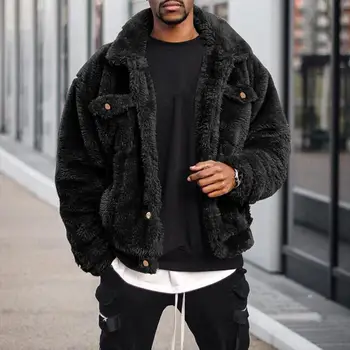 Iarna Fleece Geci Strat Solid De Culoare De Pluș Simplu Pufos Cald Bărbați Sacou Casual Sex Masculin Streetwear Haine Plus Dimensiunea