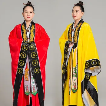 Taoist Roșu Galben halat de bărbați și femei Film Nemuritor practică haine dragon Broderie guler simplu fata Daoist îmbrăcăminte subțire