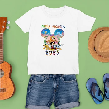 Disney 2023 Seria Alb Y2K Haine Fete 3-12 Ani Confortabil de Înaltă Calitate ES Mickey Minnie Imprimare Copil T-Shirt Tendință în aer liber de Sus