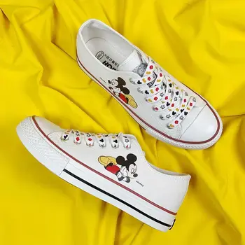 Desene animate Disney canvas Cusatura Pereche de pantofi fete vara noua moda coreeană sălbatice Mickey mouse pentru copii panza adidași mărimea 34-44