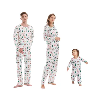 Xmas Familie De Potrivire Haine Pijamale 2022 Nou Stil De Crăciun Alb Corp Plin De Imprimare Adult Copii Costume Copii Salopeta De Familie Paj