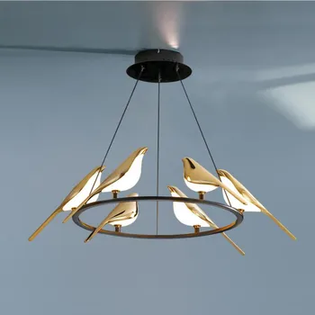 Designerul Italian Pasăre lampa led iluminat candelabru Postmodern 6 lumini de zi creative sala de mese bucătărie agățat de lustră