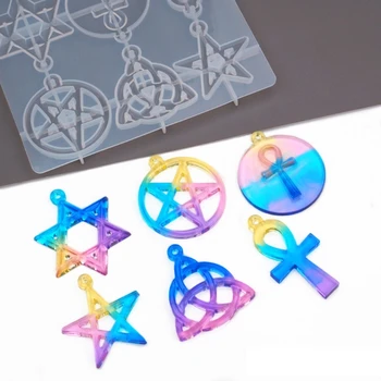DIY Hexagrama Spirituală Amuleta Pandantiv Rasina Mucegai Celtics Pentagrame Stele Matrite A0KD