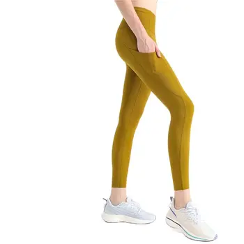 Culoare Solidă Talie Mare Sală De Gimnastică Yoga Legging Moale Fitness Compresie Femei Sport Pantaloni Talie Spate Buzunar Lateral Cuprinzător De Formare
