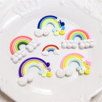 5Pcs Rășină Handmade Rainbow Star Tort Fân Unicorn Decoratiuni Petrecere de Aniversare pentru Copii Lut Moale DIY Accesorii de Telefon Mobil-S