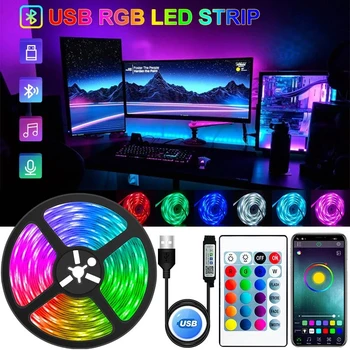 Benzi cu LED-uri de Lumină USB Bluetooth RGB 5V LED RGB Lumini Flexibil Lampa LED Bandă Panglică RGB TV cu Ecran Desktop Iluminare cu Diode Bandă.