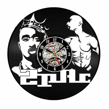 2Pac Muzica Rap disc de Vinil Ceas de Perete Ventilator de Artă lucrate Manual Decor Unic Decorative Ceas Vinil 12