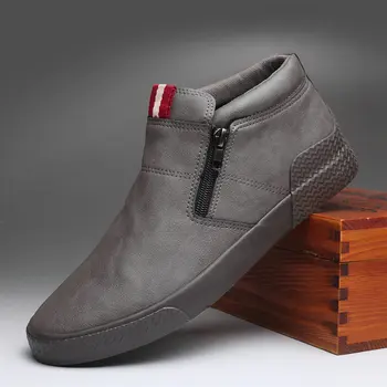 Brand High top Barbati Pantofi Casual din Piele de Moda Trendy Negru GRI Maro Pantofi Plat pentru Bărbați Picătură de Transport maritim A31-29