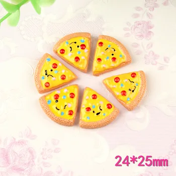10buc 24*25mm Kawaii Cabochon Rasina Alimente Drăguț Pizza Forma Flatback Margele de Lut Charm Pandantiv Meterial Ornament Decor