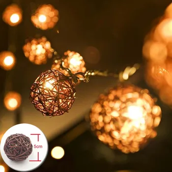 YIMIA 5m 20 Sepak Takraw Rattan Bile Șir LED Lumini de Basm Maro Cafea în aer liber de Crăciun, Petrecere de Nunta, Lumini de Decor