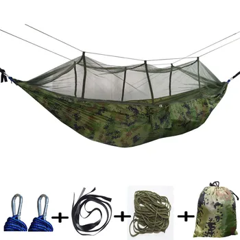 Camping Hamac cu Plasă de Țânțari Mobilier de Exterior 1-2 Persoane Portabil Pat Agățat Puterea Parasuta Tesatura Somn Leagăn WJ526