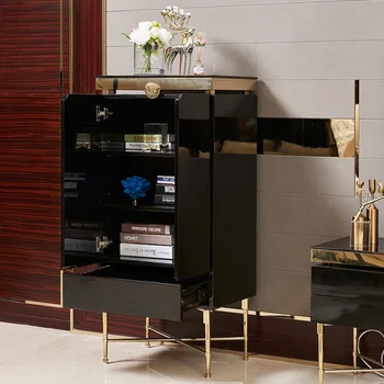 Moderne mic dulap din oțel inoxidabil negru cabinet de colț decorative dulap camera de zi, mobilier de personalizare